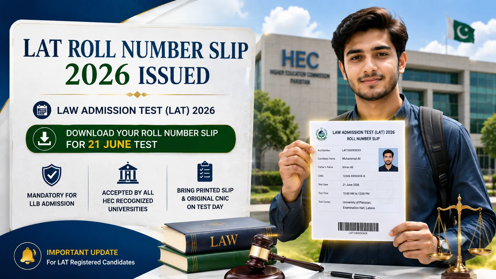 HEC LAT Test Roll Number Slip 2026 -Available Now www.etc.hec.gov.pk Portal