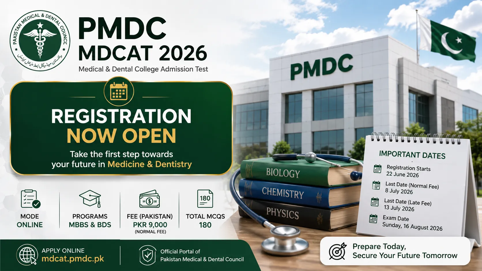 PMDC MDCAT Registration 2026 Started – Last Date, Fee, Exam Date & Complete Online Apply Guide