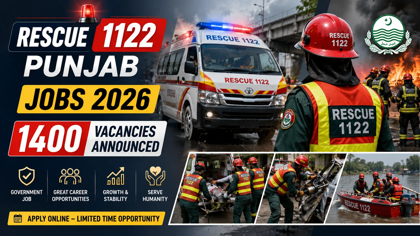 Rescue 1122 Punjab Announces 1400 Jobs in 2026 – Apply Online Now