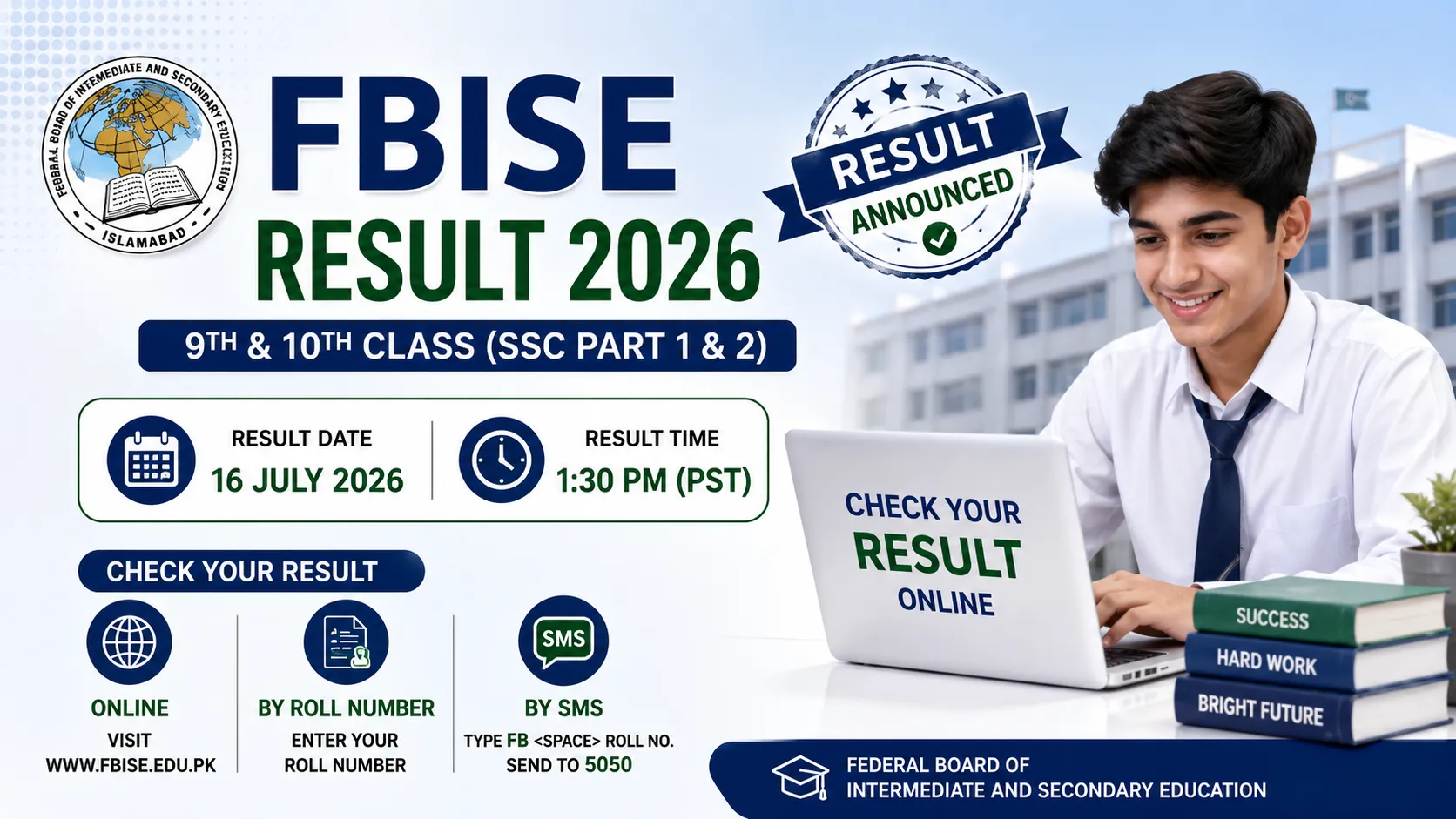 FBISE 9th & 10th Class Result 2026 – Check Online, Date, Time & Complete Guide