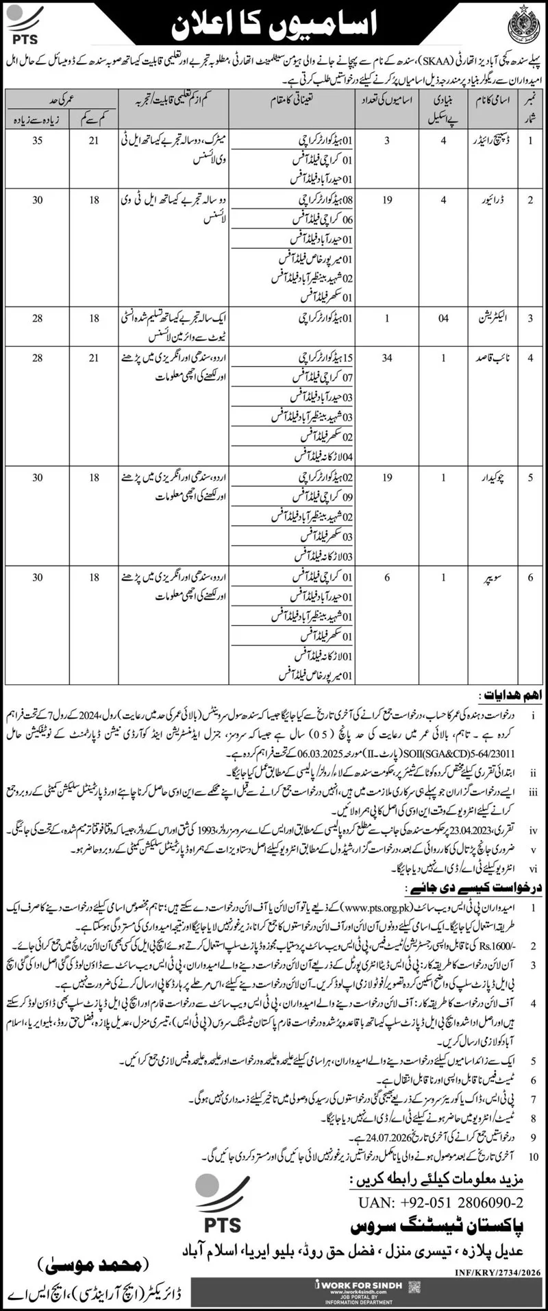 Sindh Katchi Abadis Authority SKAA Jobs 2026 Advertisement